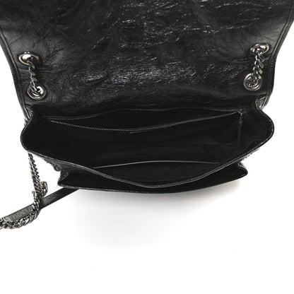 Saint Laurent Crinkled Calfskin Matelasse Monogram Large Niki Chain Satchel Black 4 of 9
