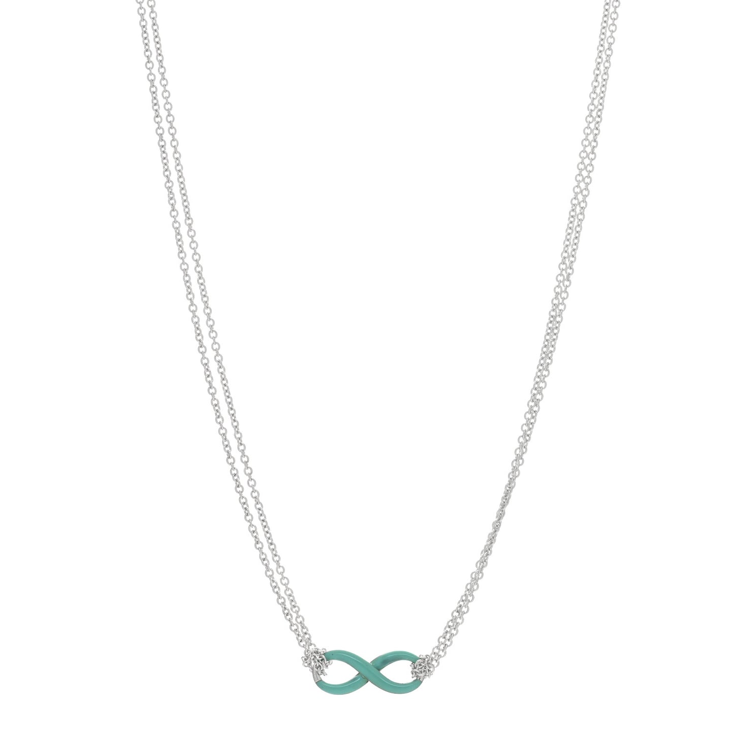 Sterling Silver Enamel Infinity Necklace Blue