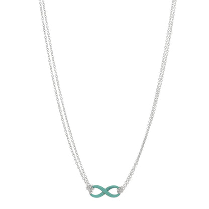 Tiffany Sterling Silver Enamel Infinity Necklace Blue 1 of 4