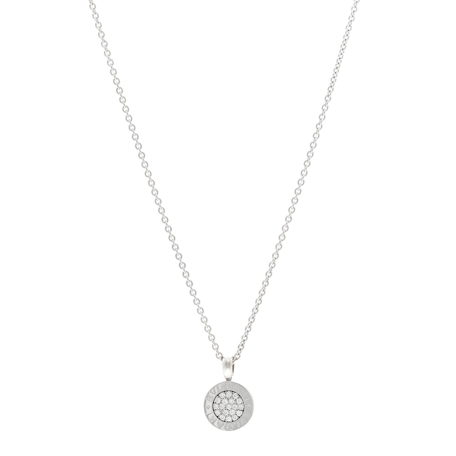 Bulgari 18K White Gold Diamond BVLGARI BVLGARI Pave Pendant Necklace 1 of 6