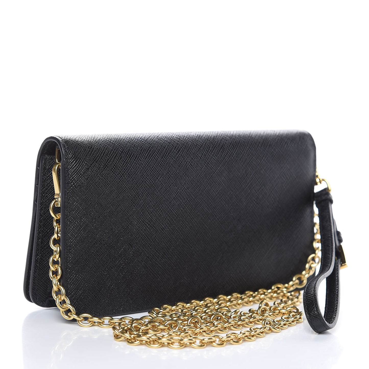 Saffiano Metal Phone Wristlet Crossbody Wallet Black