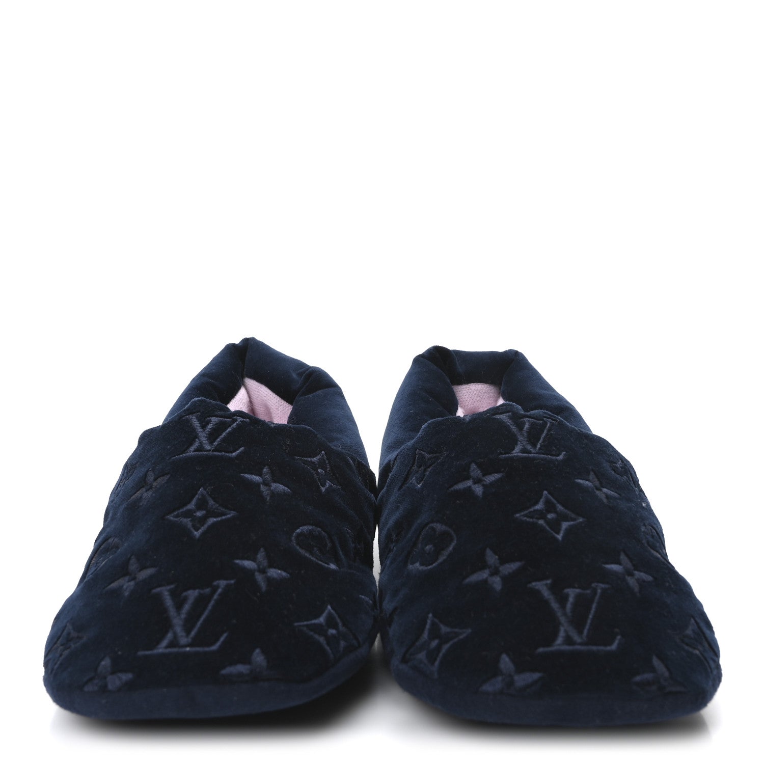 Louis Vuitton Velvet Embroidered Monogram Dreamy Slipper 36 Navy 3 of 7