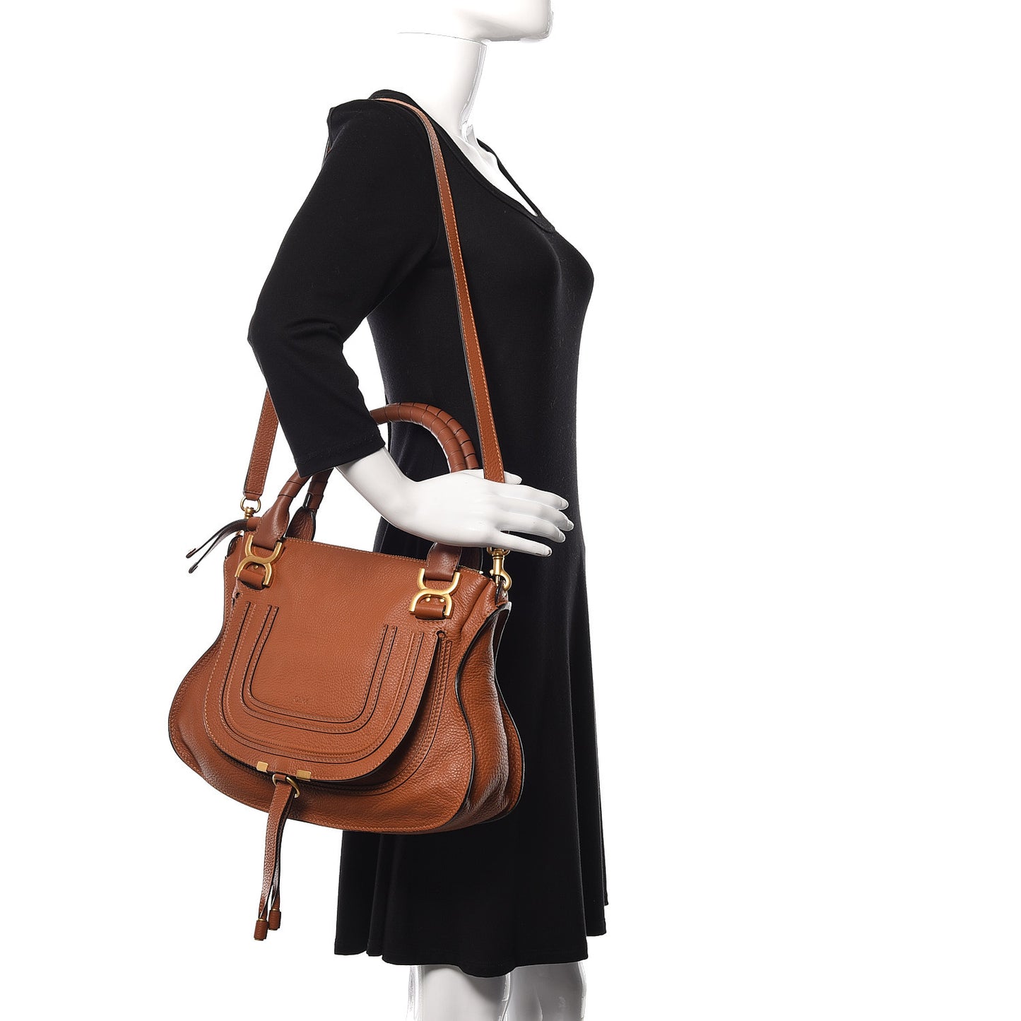 Calfskin Medium Marcie Satchel Tan