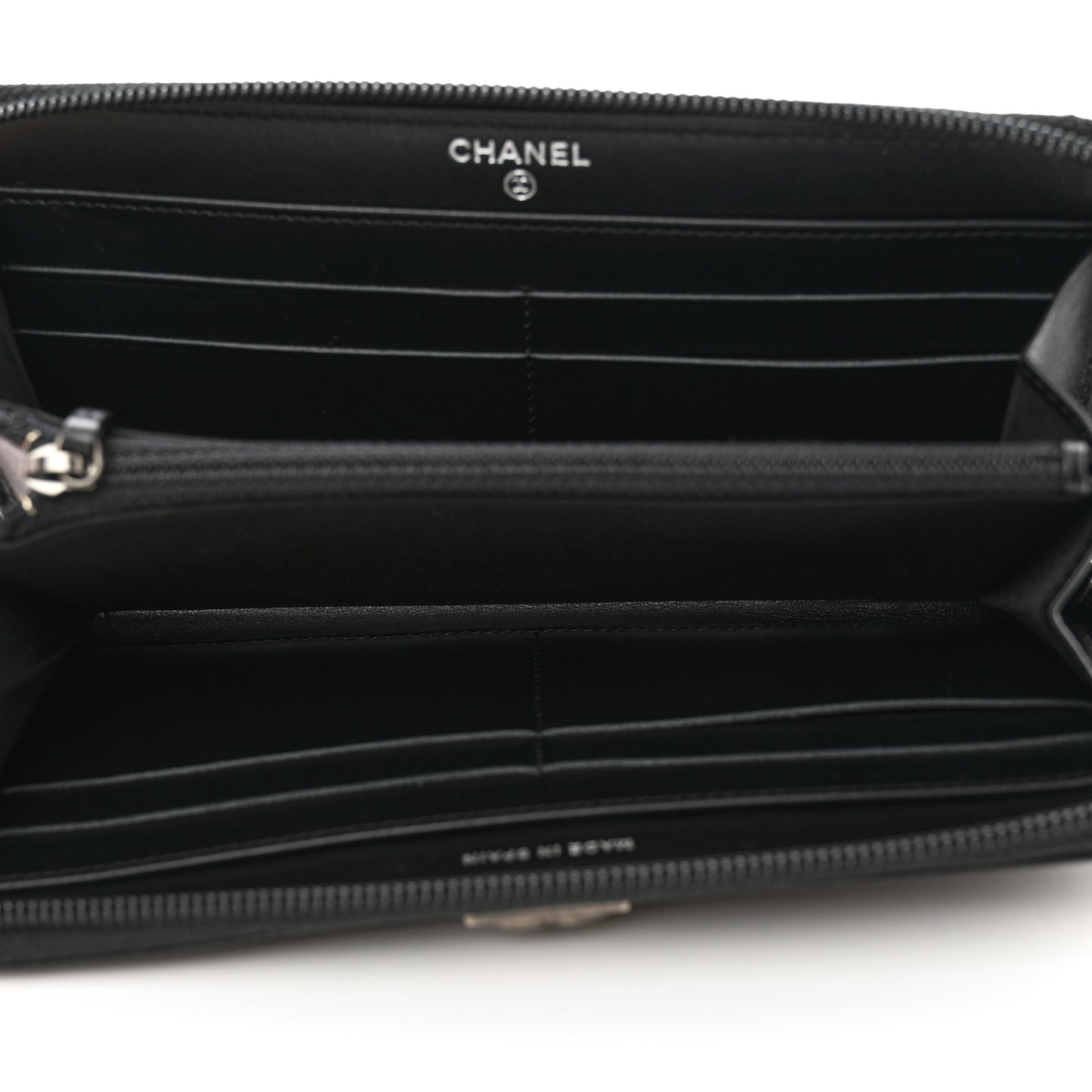 Caviar Quilted Boy Long Zip Around Wallet Black