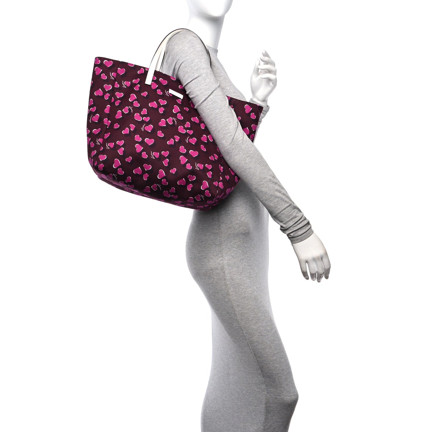 Gucci Canvas Heartbeat Print Medium Tote New Wine 2 of 10