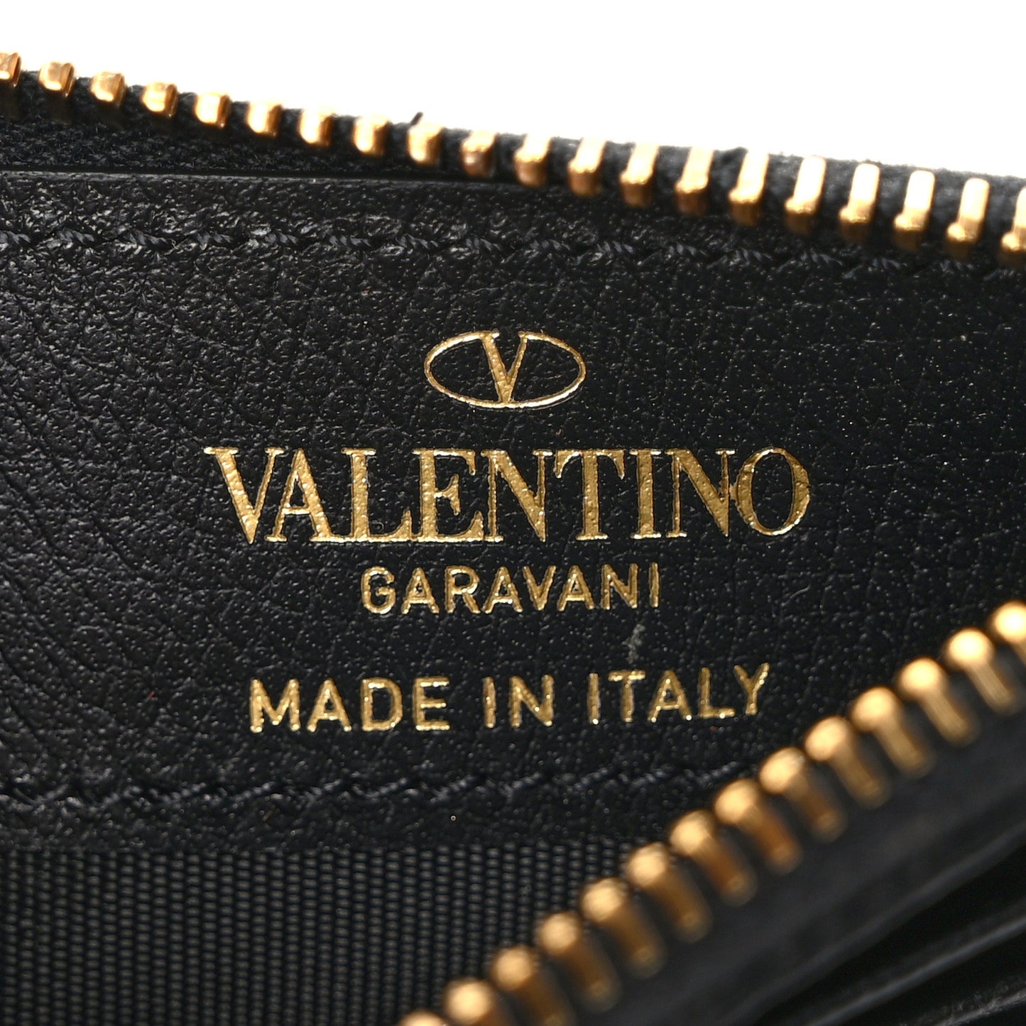 Grained Calfskin VLogo Coin Case Card Holder Black