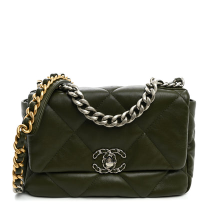 Chanel Lambskin Quilted Medium Chanel 19 Flap Khaki 1 of 10