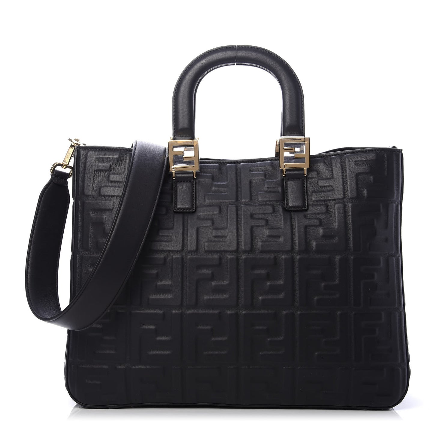 Nappa FF 1974 Embossed Medium FF Tote Black