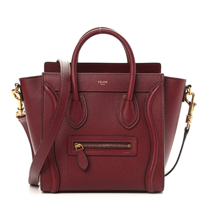 Celine Drummed Calfskin Nano Luggage Burgundy 1 of 10