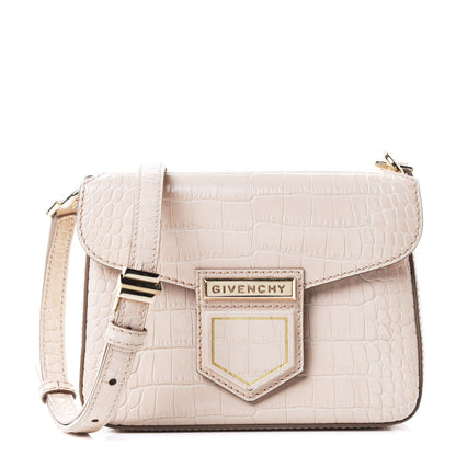 Givenchy Calfskin Crocodile Embossed Mini Nobile Shoulder Bag Nude Pink 1 of 5