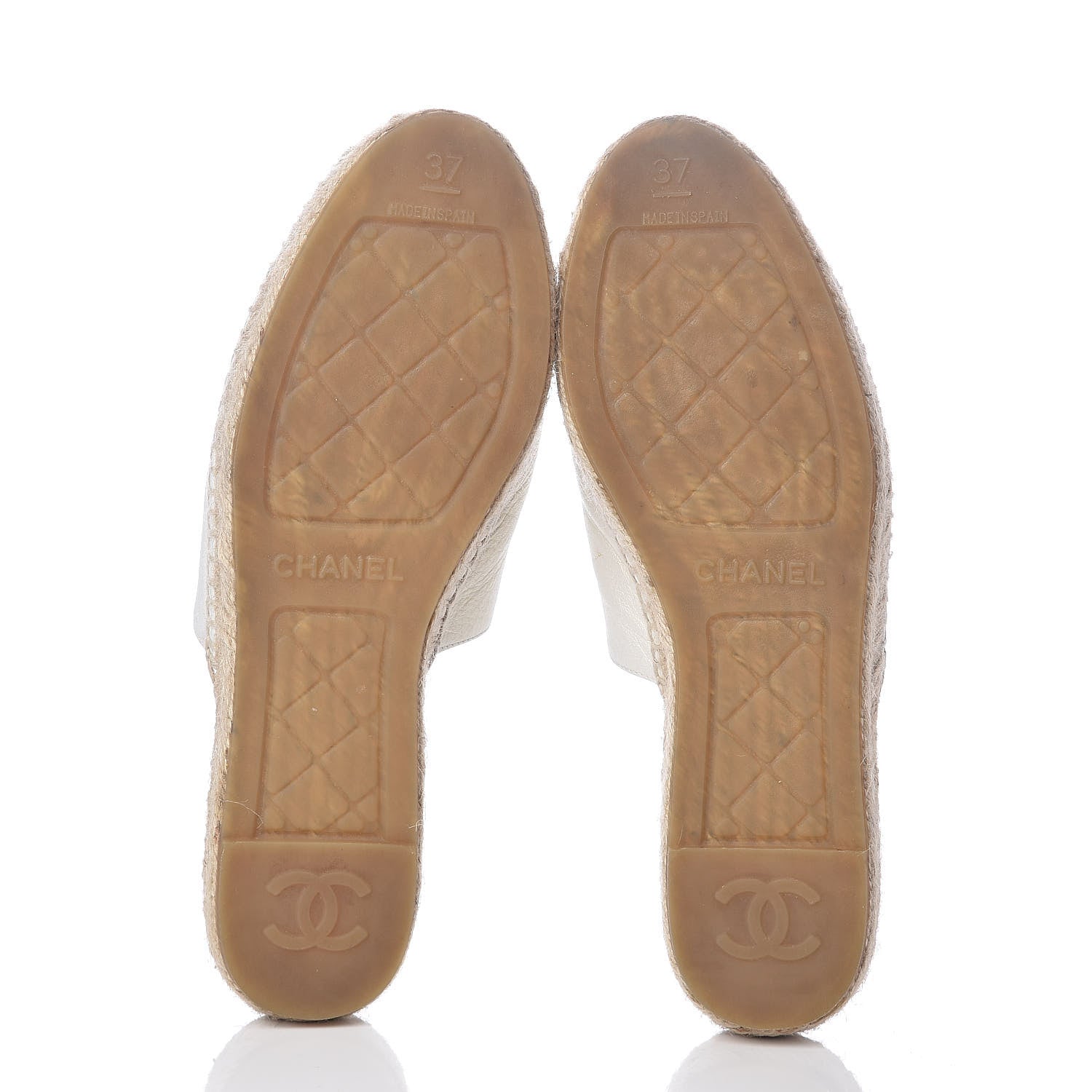 Chanel Iridescent Goatskin CC Espadrille Mules 37 Ivory Black 7 of 7
