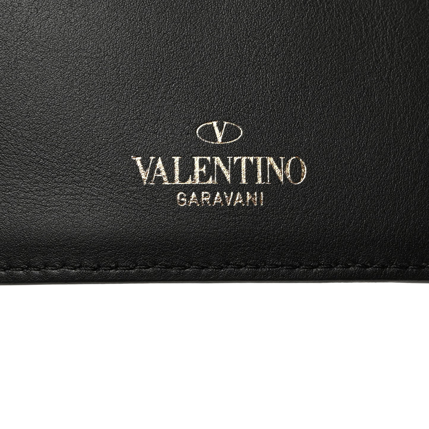 Calfskin VLTN Large Flat Zip Pouch Black