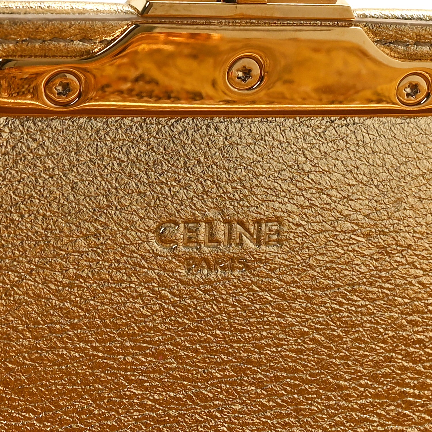 Celine Sequin Triomphe Chain Shoulder Bag Gold 6 of 9