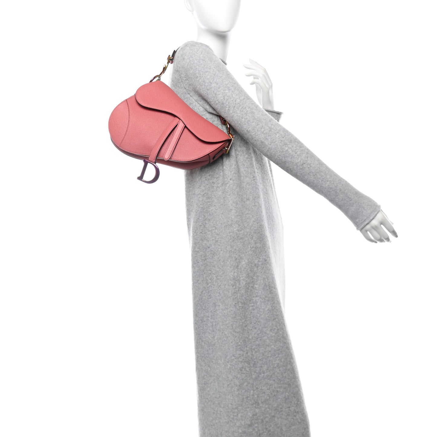 Grained Calfskin Saddle Bag Pink