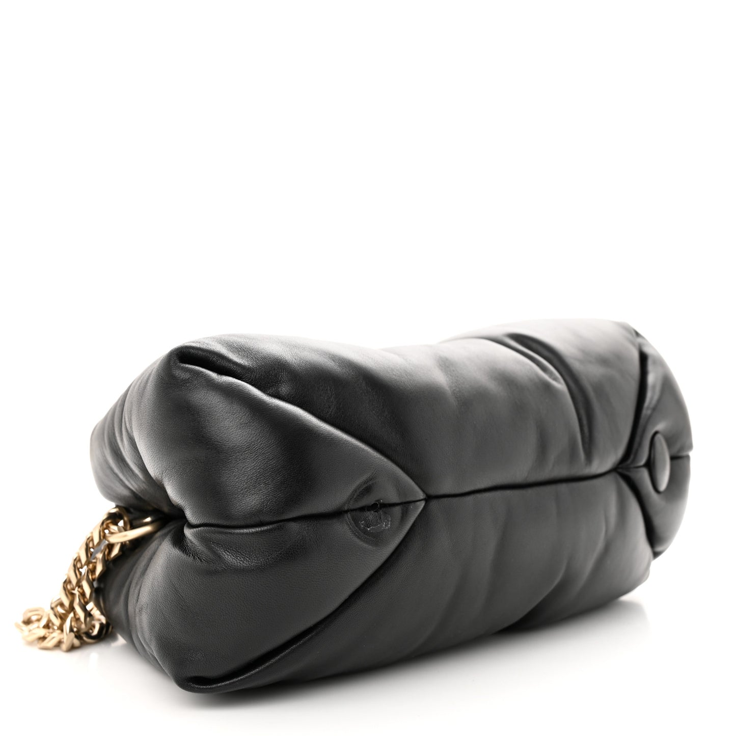 Lambskin Small Puffy Tobo Chain Shoulder Bag Black