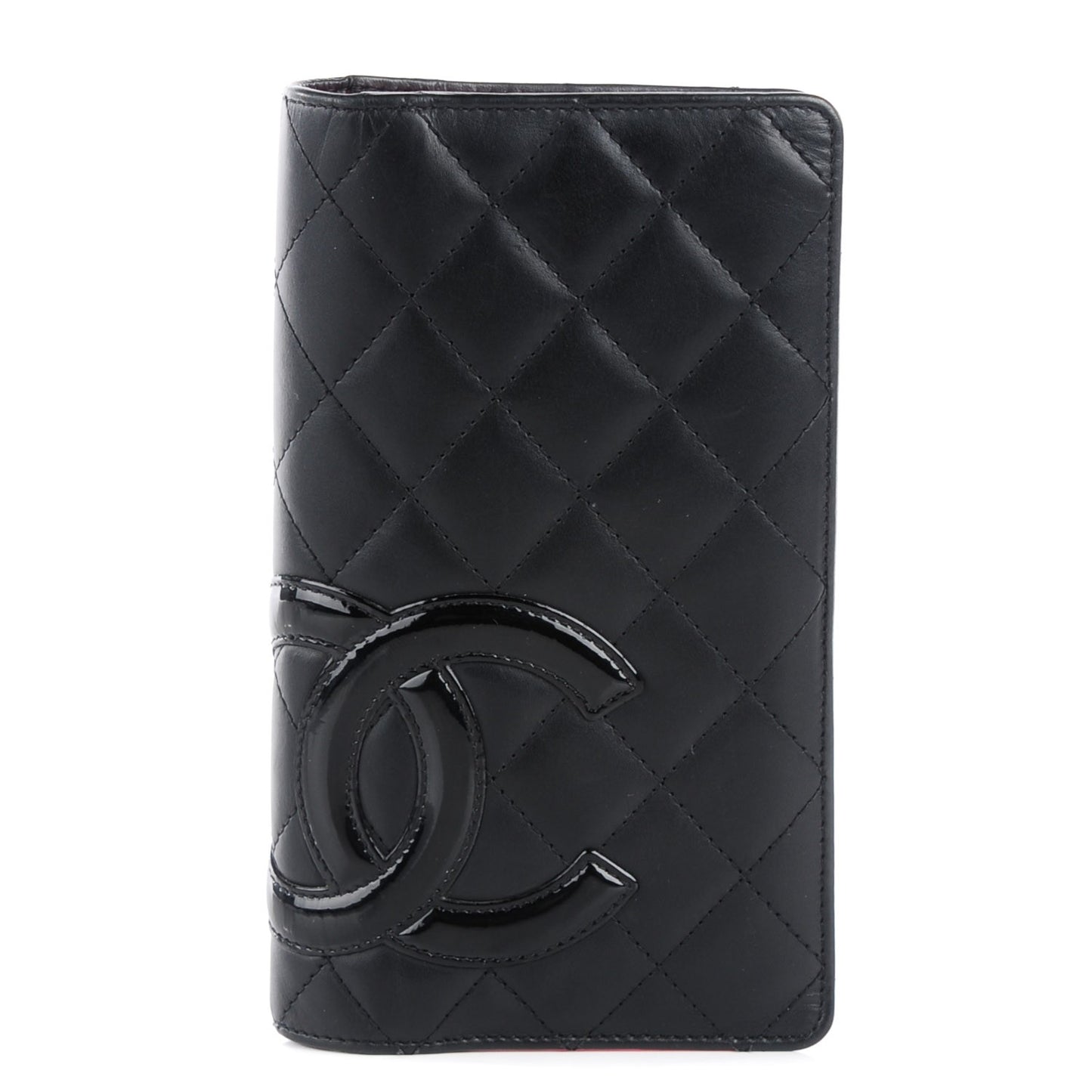 Calfskin Quilted Cambon Yen Wallet Black