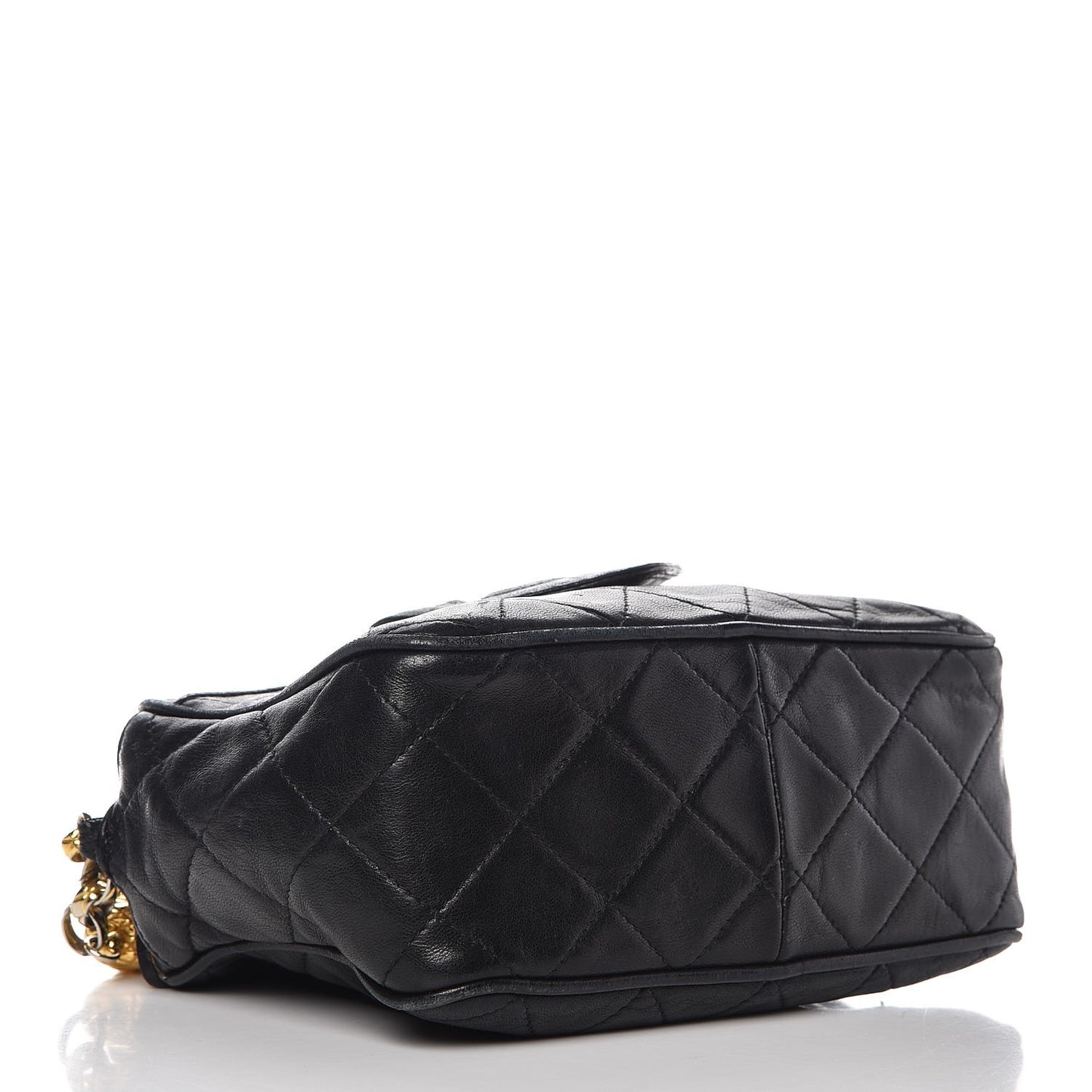 Lambskin Quilted CC Tassel Camera Case Black