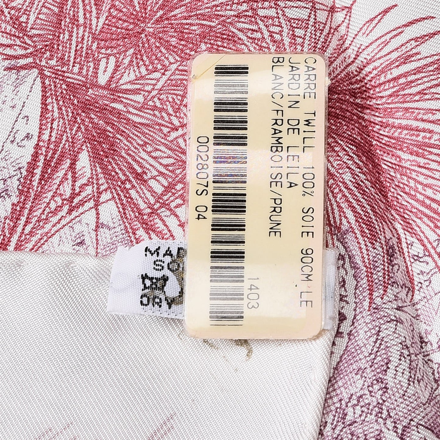 Silk Le Jardin de Leila Scarf 90 Blanc Framboise Prune