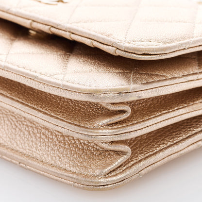 Chanel Metallic Lambskin Quilted Mini Wallet On Chain WOC Gold 8 of 8