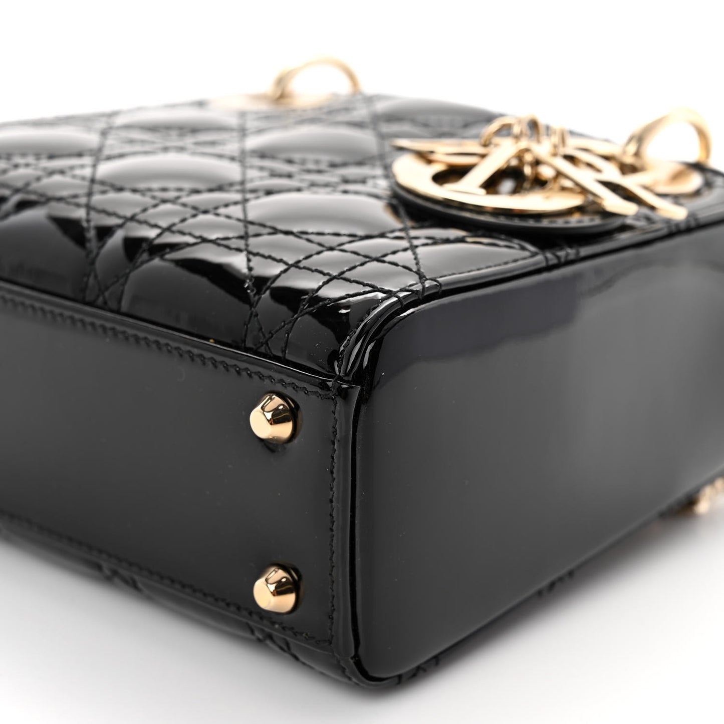 Patent Cannage Mini Lady Dior Black