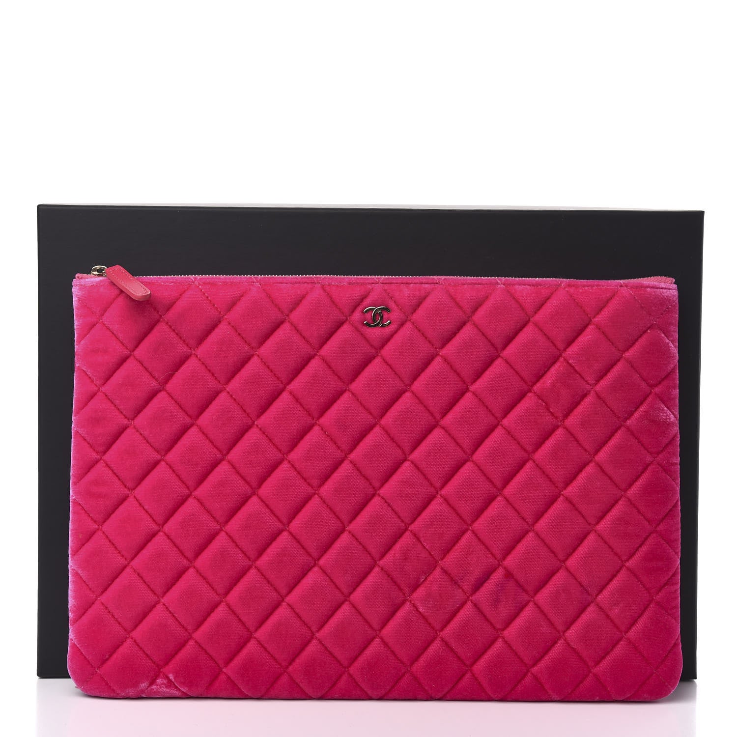 Chanel Velvet Quilted Large Cosmetic Case Fuchsia 8 of 8