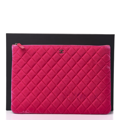 Chanel Velvet Quilted Large Cosmetic Case Fuchsia 8 of 8