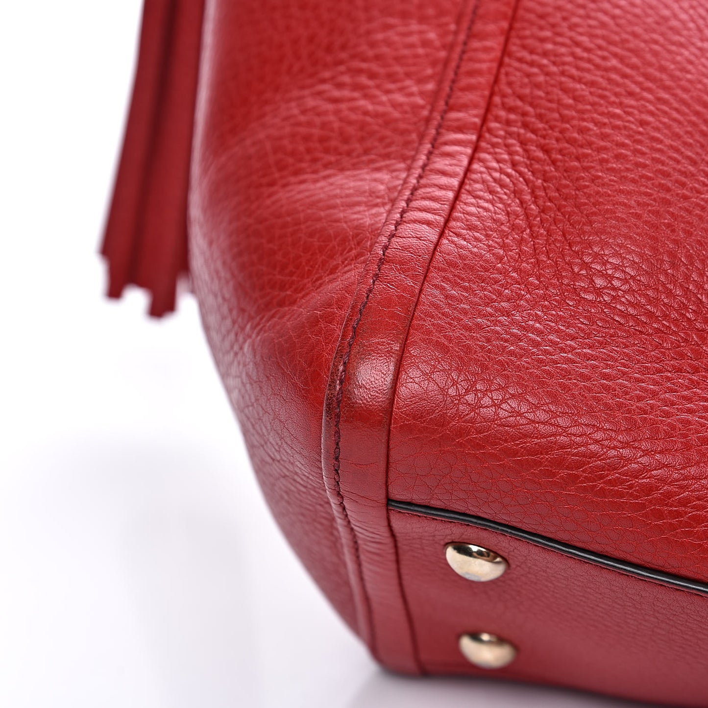Pebbled Calfskin Small Soho Top Handle Bag Red