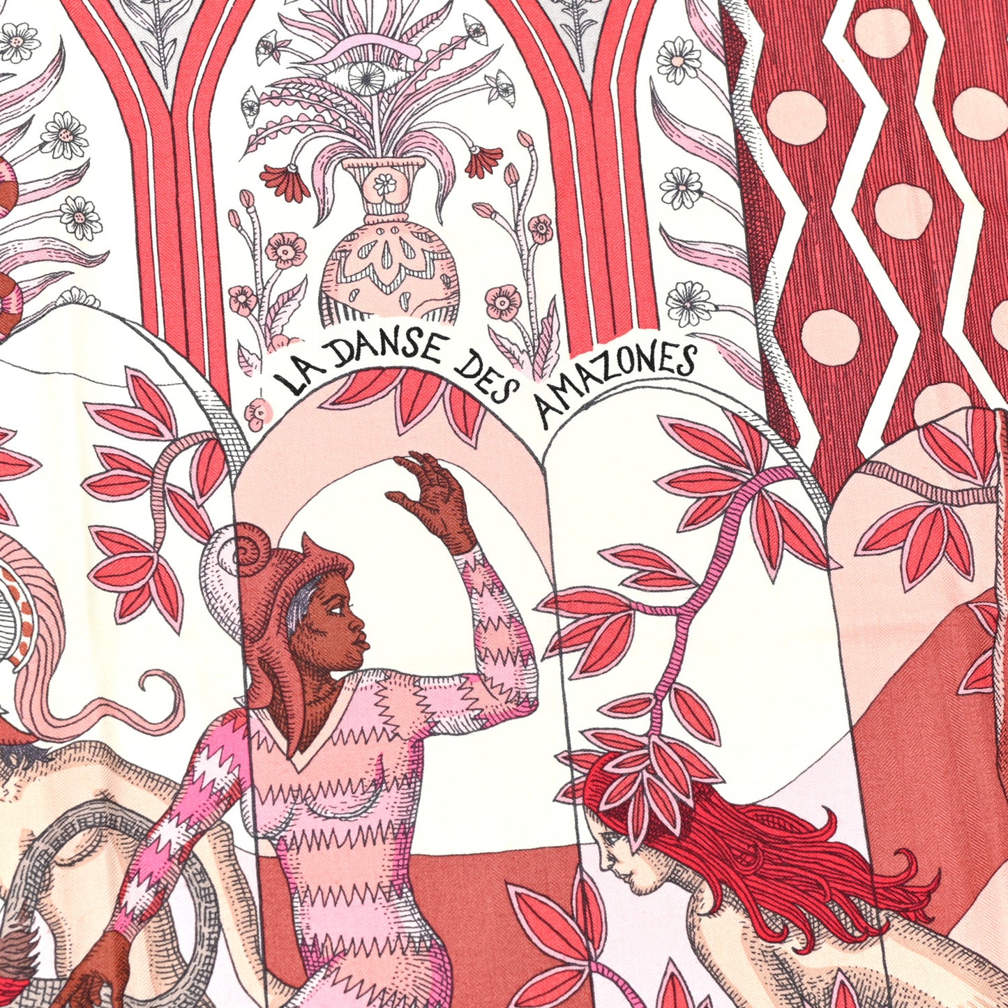 Cashmere Silk La Danse Des Amazones Shawl 140 Vieux Rose Gris White
