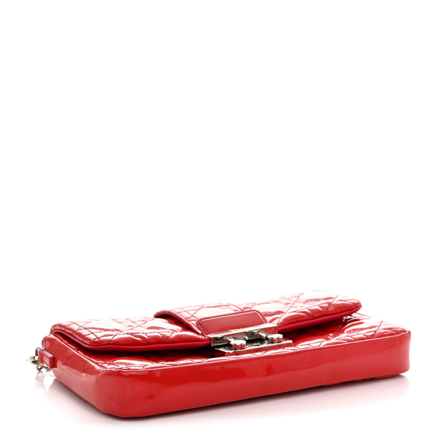 Christian Dior Patent Cannage New Lock Pouch Red 4 of 14