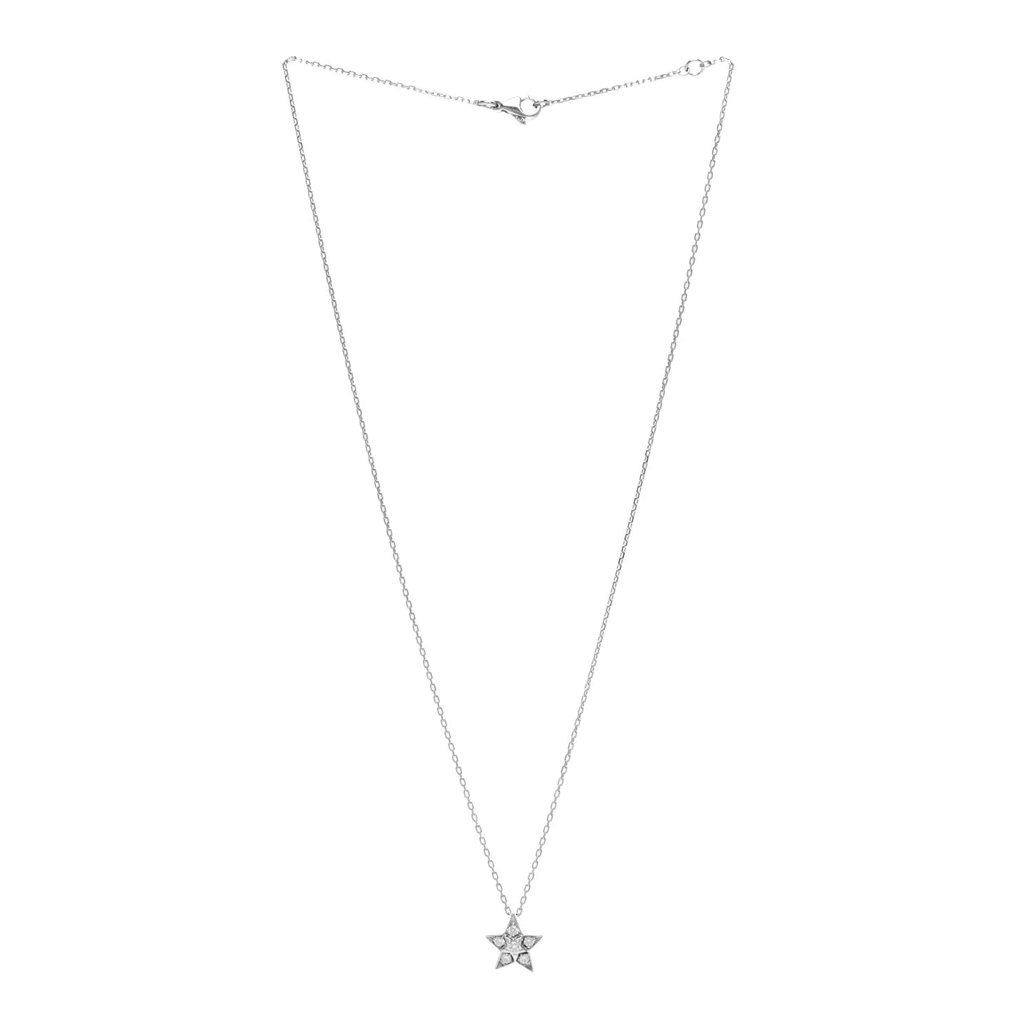 18K White Gold Diamond Small Comete Geode Pendant Necklace
