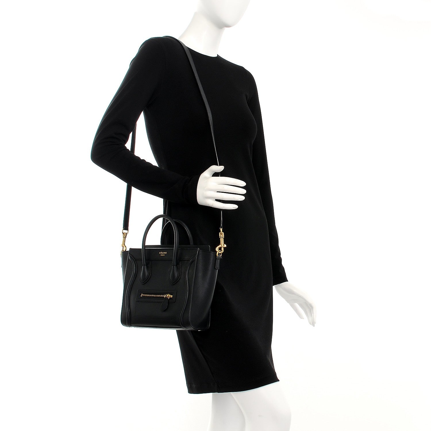 Celine Smooth Calfskin Nano Luggage Black 2 of 13