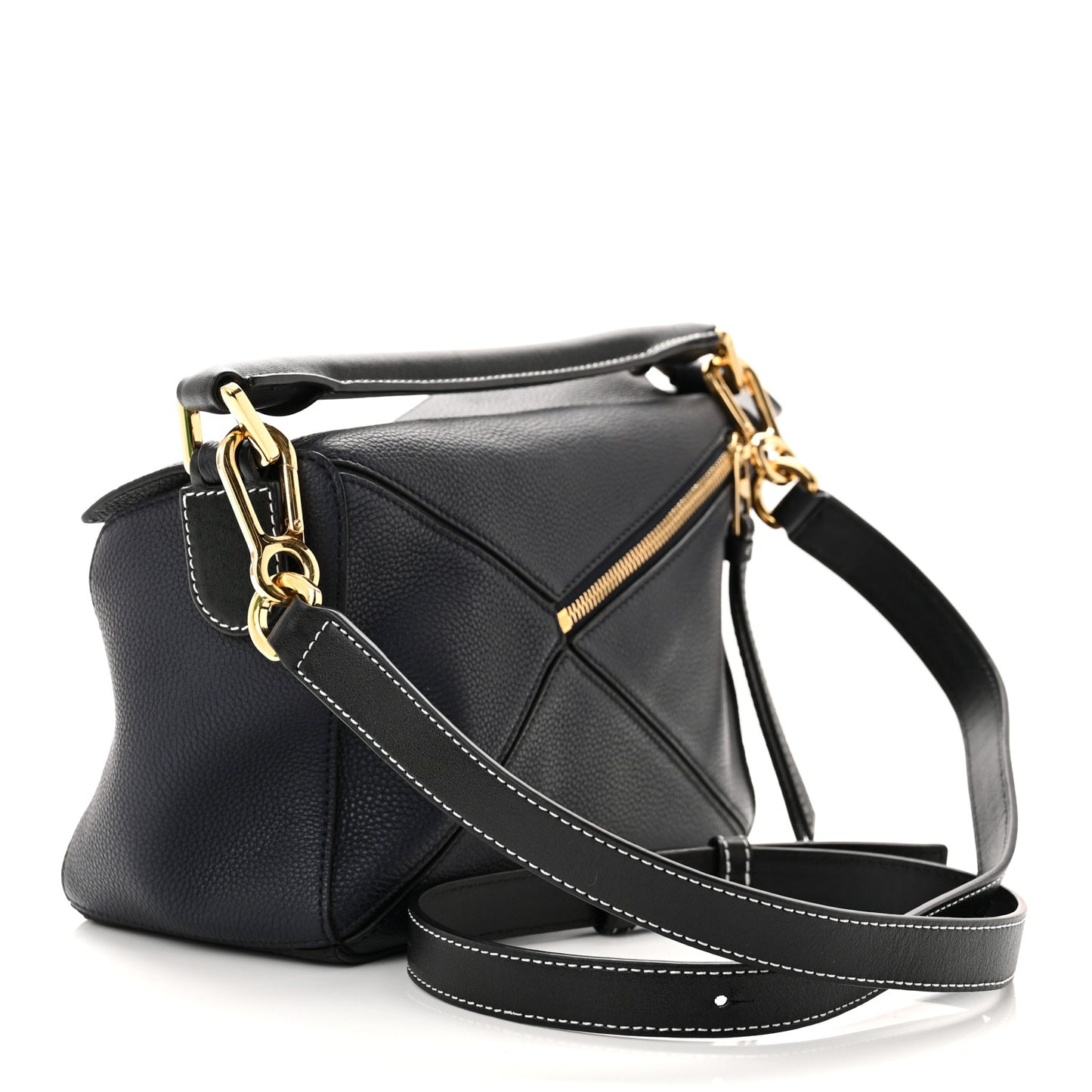 Calfskin Small Puzzle Bag Midnight Blue Black