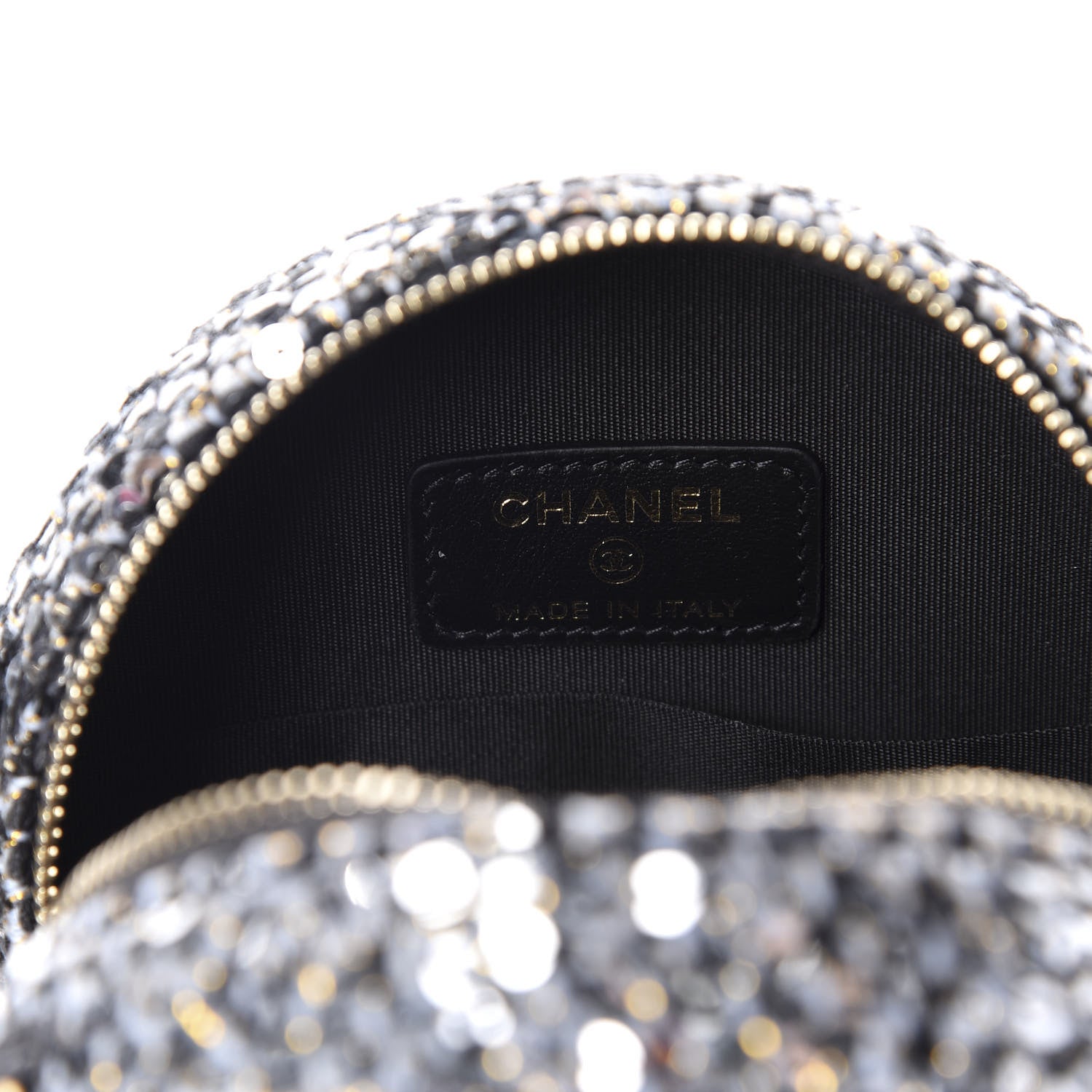 Chanel Sequin 19 Round Clutch With Chain Silver Black 8 of 11