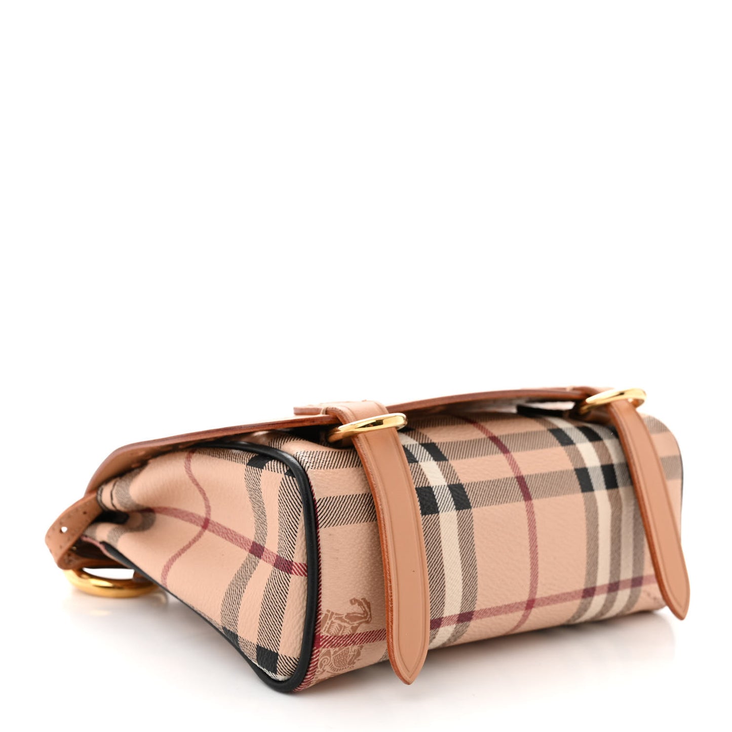 Perforated Calfskin Haymarket Check Baby Bridle Crossbody Pale Clementine