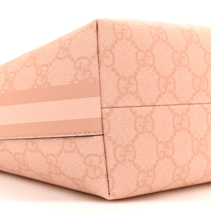 Gucci GG Supreme Monogram Textured Calfskin Web Super Mini Ophidia Shoulder Bag Pink 9 of 10