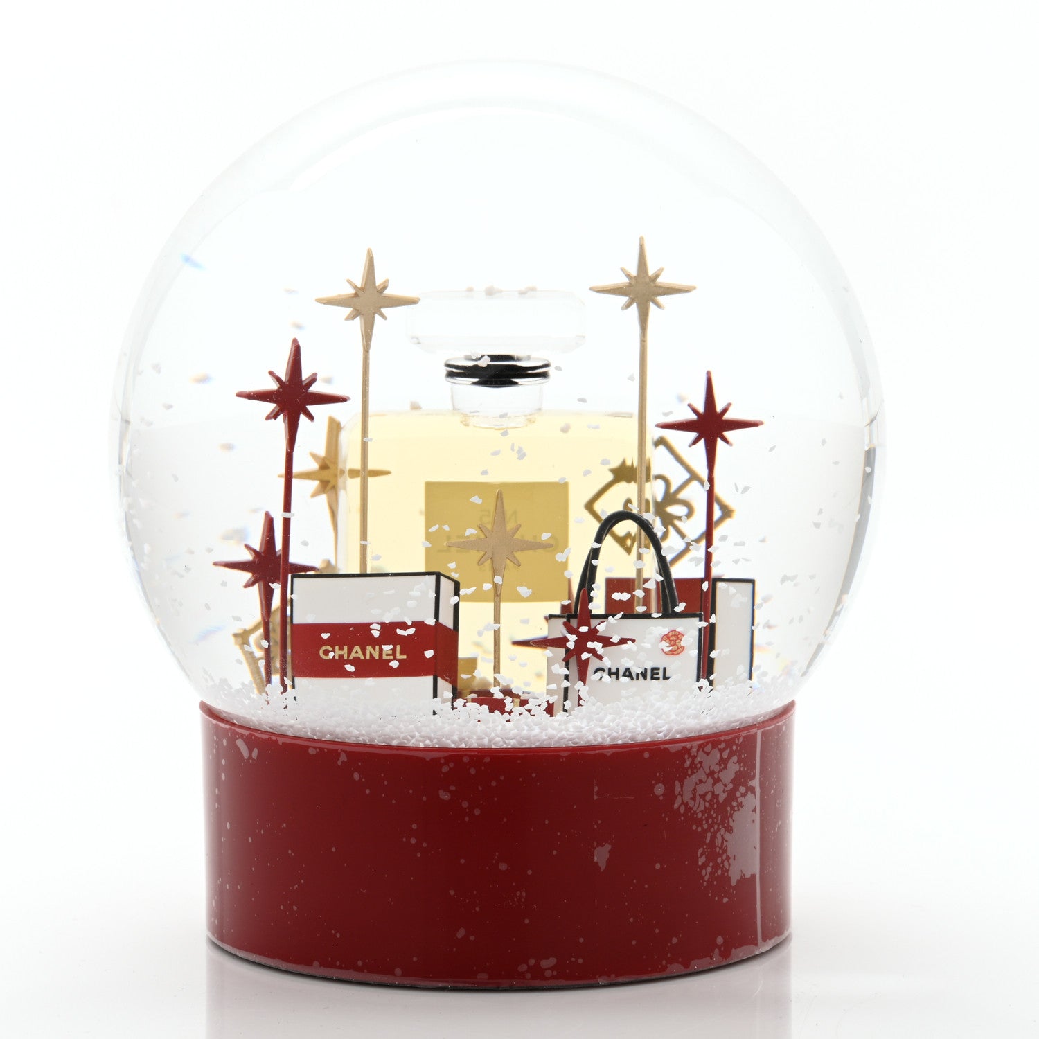 Chanel Glass N°5 Perfume Bottle Snow Globe Red 4 of 6