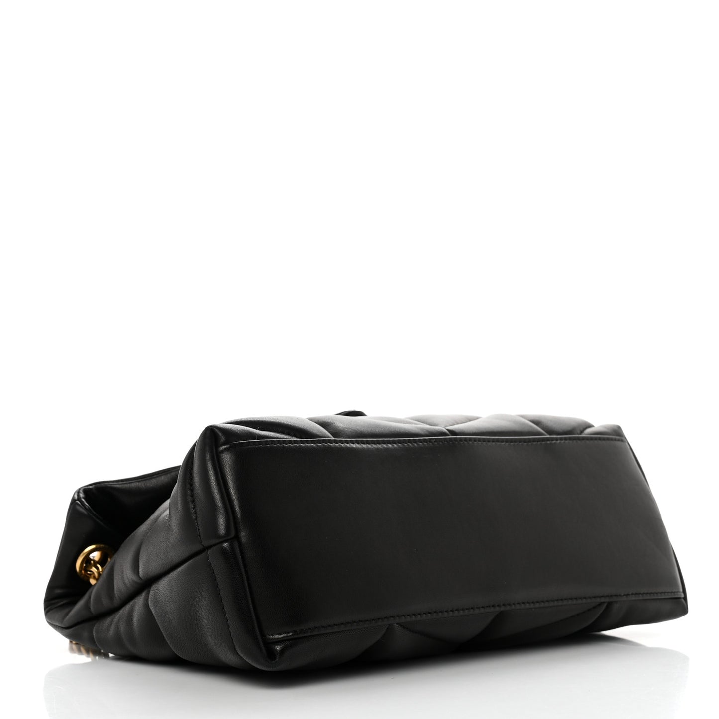 Lambskin Quilted Small Loulou Puffer Monogram Chain Satchel Black