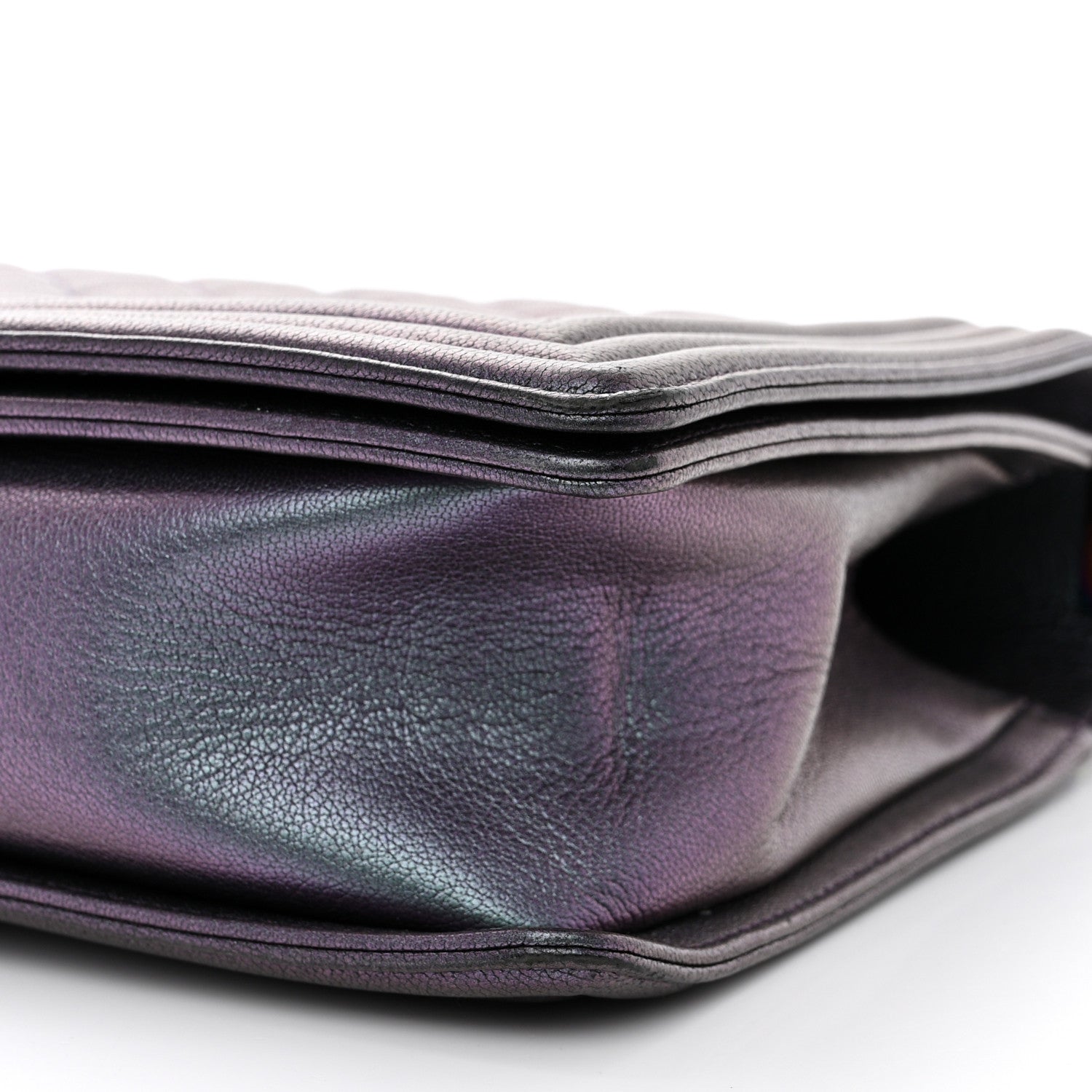 Chanel Iridescent Goatskin Quilted New Medium Boy Flap Purple 10 of 11