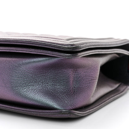 Chanel Iridescent Goatskin Quilted New Medium Boy Flap Purple 10 of 11