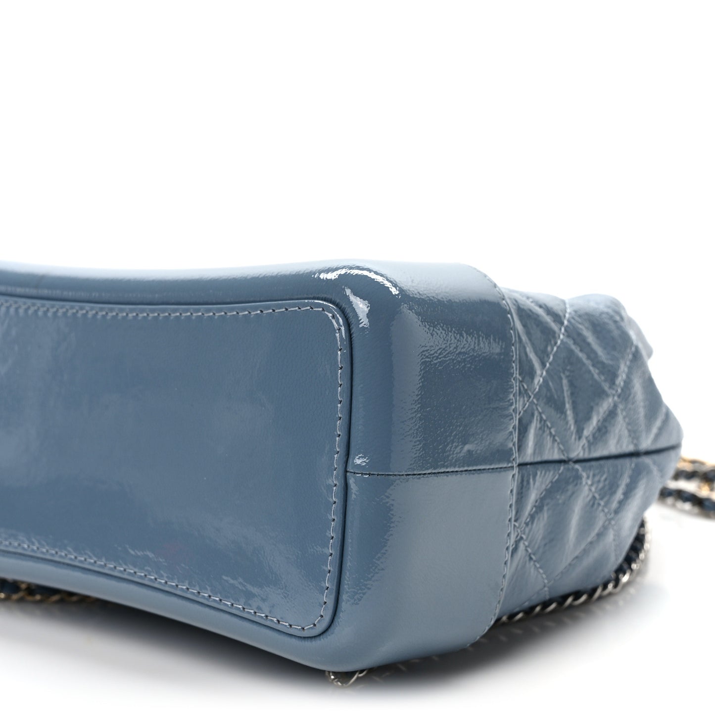 Patent Goatskin Quilted Gabrielle Backpack Blue