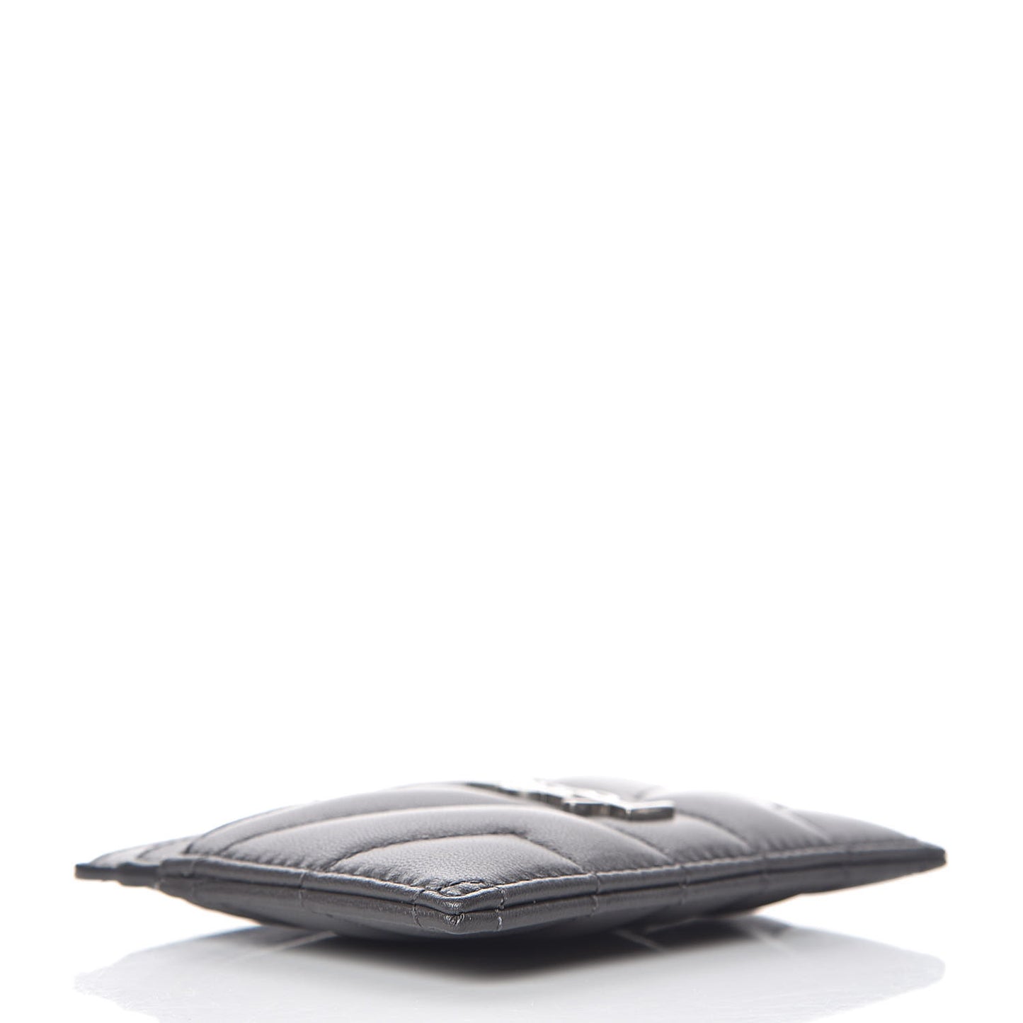 Calfskin Y Quilted Monogram LouLou Credit Card Case Asphalt