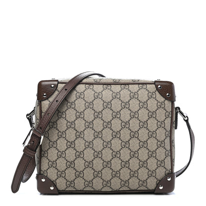 Gucci GG Supreme Monogram Textured Calfskin Square Messenger Bag Beige Ebony New Acero 1 of 9