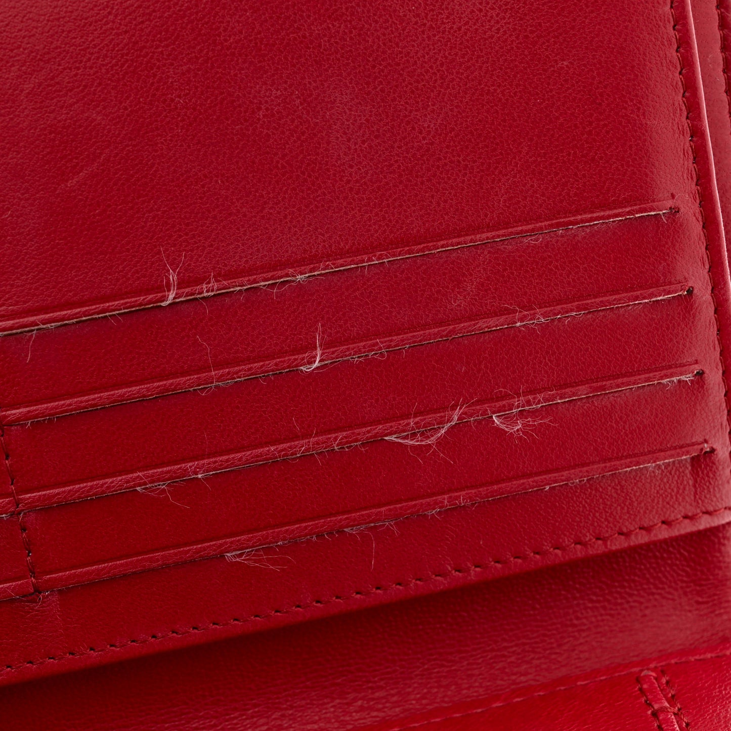 Lambskin Camellia Embossed Flap Wallet Red