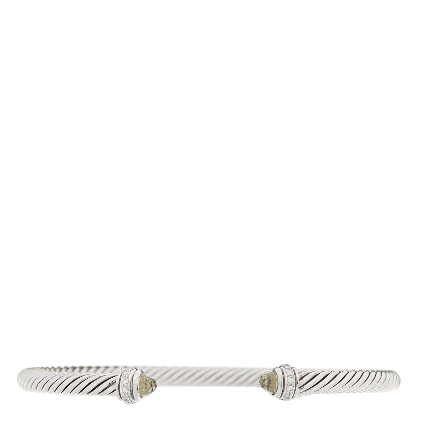 Sterling Silver Diamond Prasiolite 4mm Cable Classics Bracelet