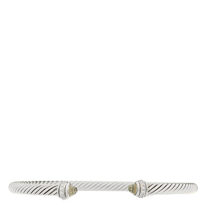David Yurman Sterling Silver Diamond Prasiolite 4mm Cable Classics Bracelet 3 of 4