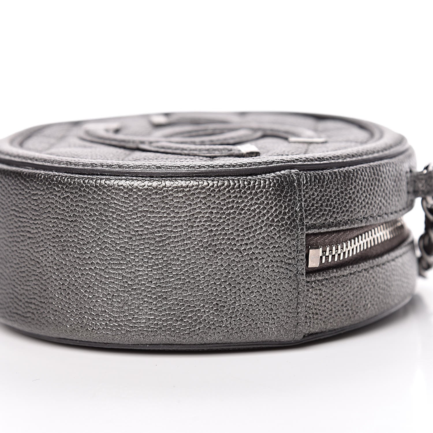 Chanel Metallic Caviar Quilted Round Filigree Crossbody Dark Silver 9 of 11