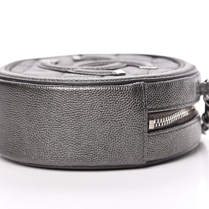 Chanel Metallic Caviar Quilted Round Filigree Crossbody Dark Silver 9 of 11