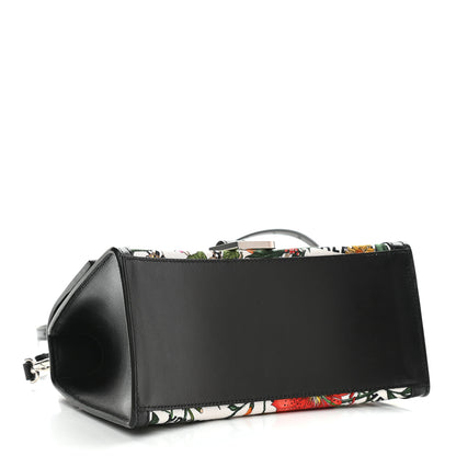 Balenciaga X GUCCI Canvas Boarded Plutone Calfskin Flora Logo Print Small Hourglass Top Handle Bag White Multicolor Black 4 of 8