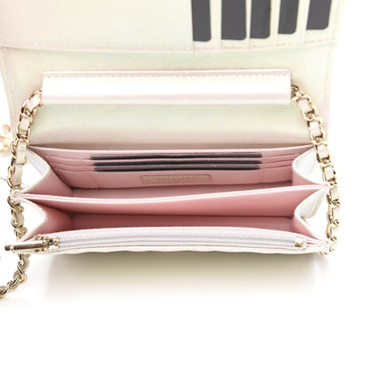 Chanel Iridescent Lambskin Quilted Mini Wallet On Chain WOC Ivory 5 of 10
