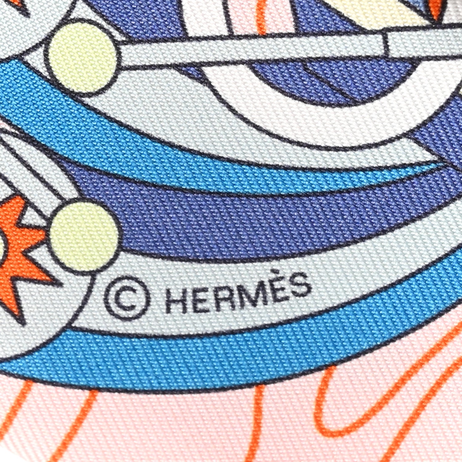 Hermes Silk Odyssey Twilly Rose Pale Bleu Jaune Soufre 3 of 4